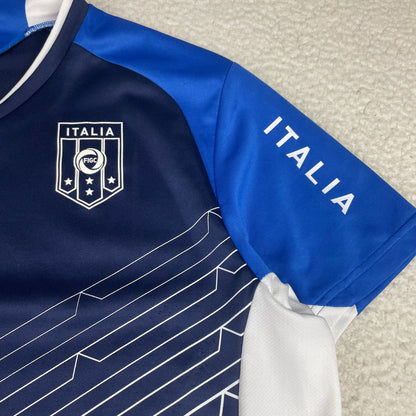 Puma Italia FIGC Soccer Training Jersey Blue White Chevron