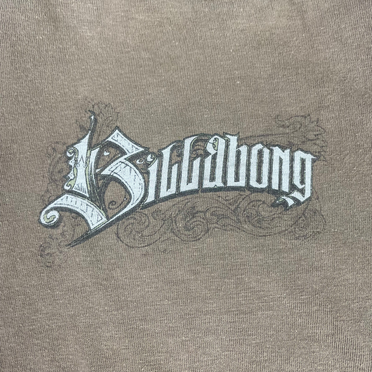 Y2K Billabong Brown Gothic Graphic Skate Surf Shirt