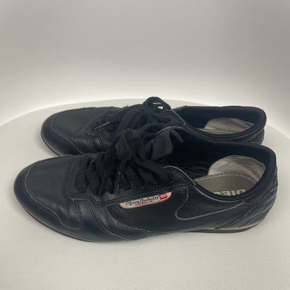 Y2K Diesel Black Leather Low Top Sneakers 7.5 Grunge Streetwear
