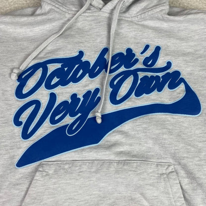 OVO October's Very Own Heather Grey Blue Script Logo Hoodie