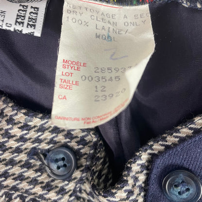 Vintage High Waisted Pleated Houndstooth Wool Barrel Baggy Pants