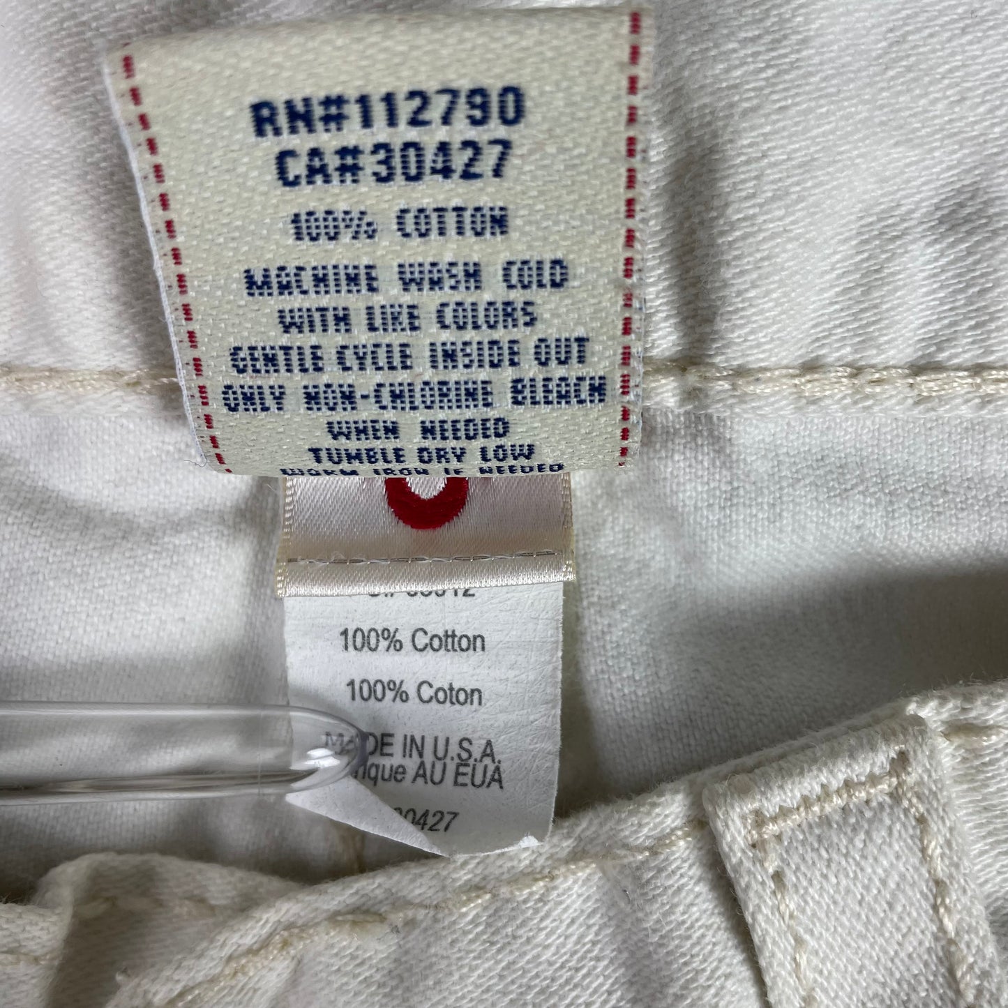 True Religion White Straight Leg Jeans Made in USA