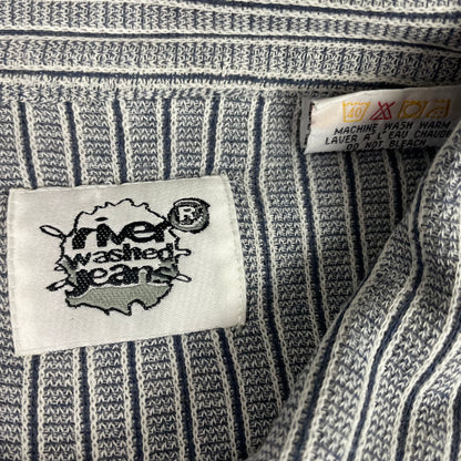 River Washed Boxy Cropped Oversize Striped Short Sleeve Polo