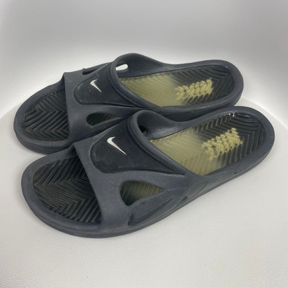 Nike Black String Slides Sandals 12 Transparent Textured Swoosh Logo