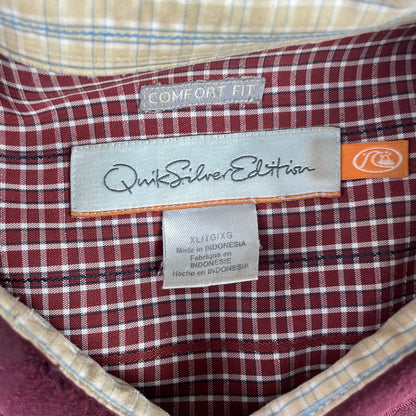 Y2K Quiksilver Tropical Hawaiian Red Button Up Shirt