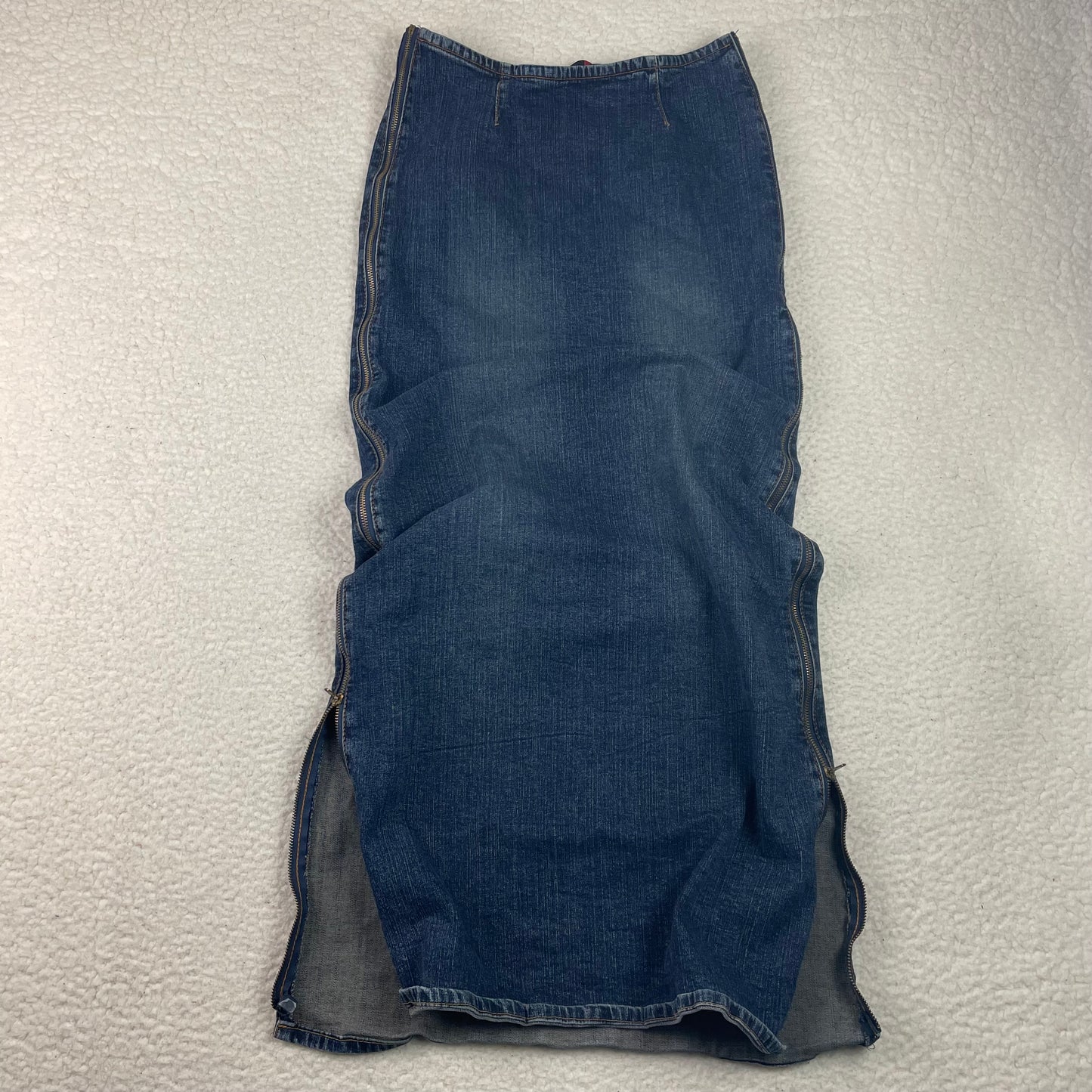 Vintage Level X Grunge Side ZIp Jean Midi Skirt