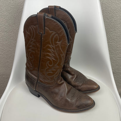 Vintage Laredo Roper Brown Genuine Leather Cowboy Boots
