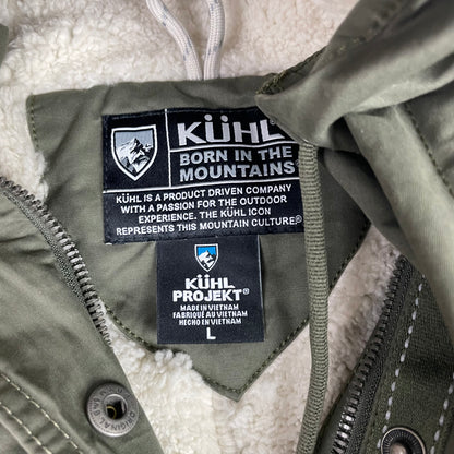 Kuhl Projekt Olive Green Sherpa Lined Hooded Quilted Jacket