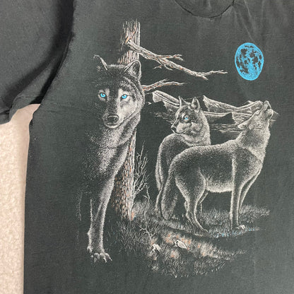 Vintage First Nation Wolves in Nature Single Stitch Shirt