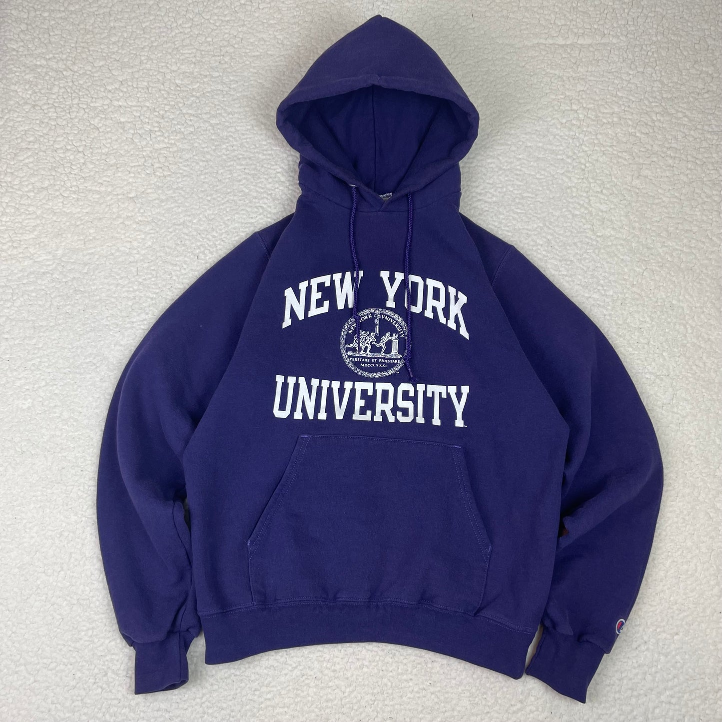 Champion New York University NYU Purple Hoodie Academia Crest