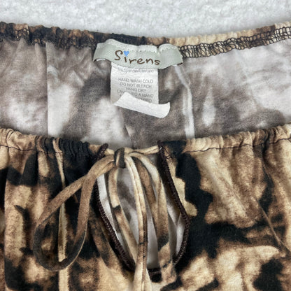 Y2K Sirens Brown Tie Dye Flare Bell Sleeve Blouse M Dark Fairy Grunge