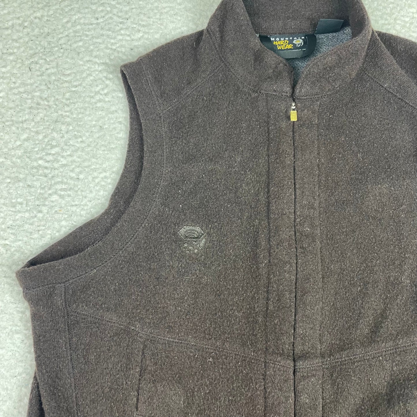 Mountain Hardwear Wool Brown Fleece Full Zip Vest