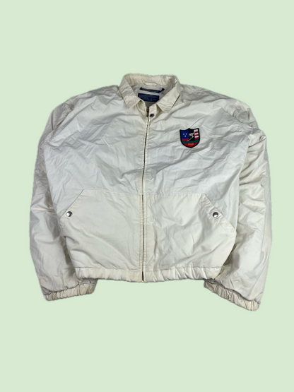 Polo Ralph Lauren White Down Puffer Jacket Ski Patch Full Zip