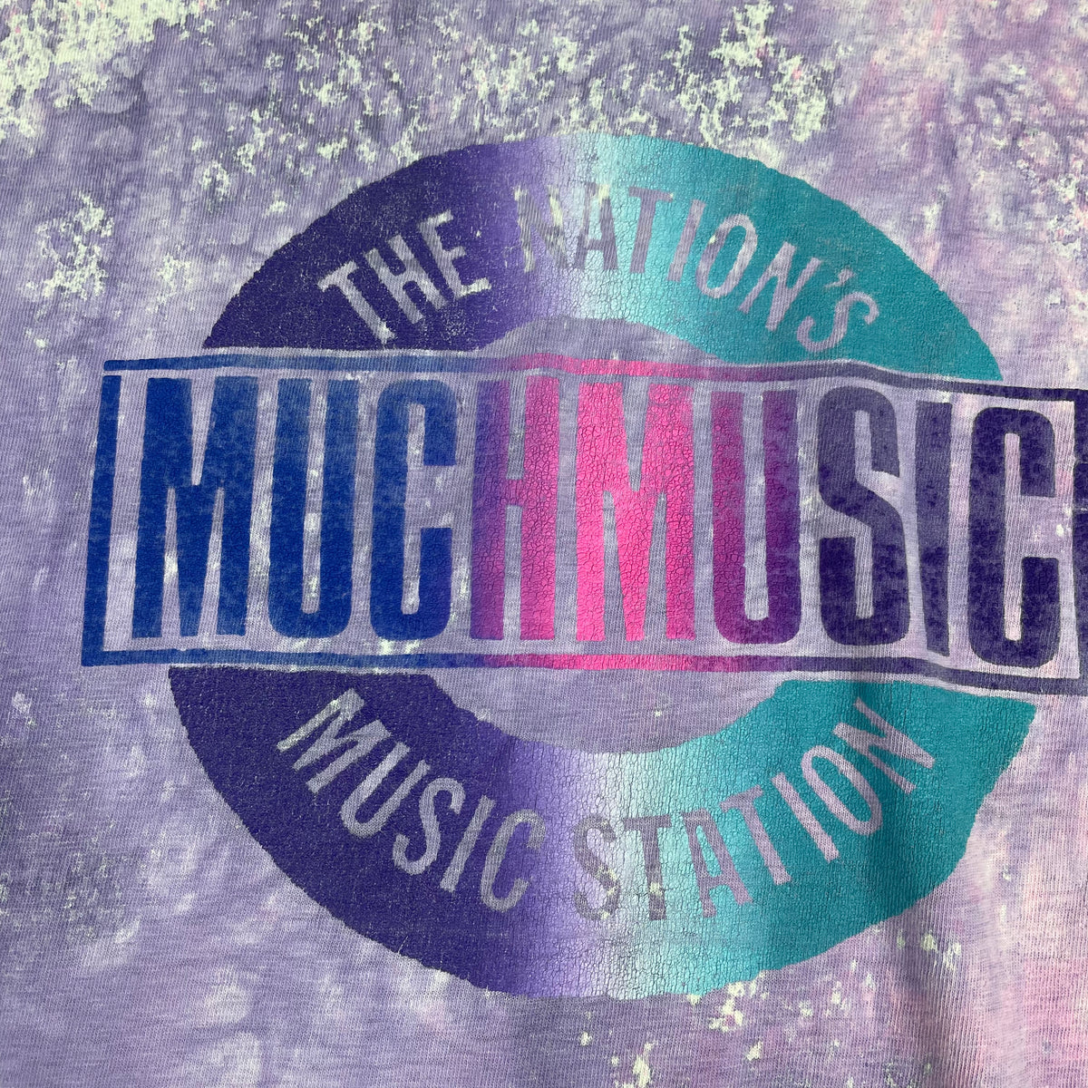 Vintage Much Music Purple Acid Wash Tyle Dye Shirt (L)