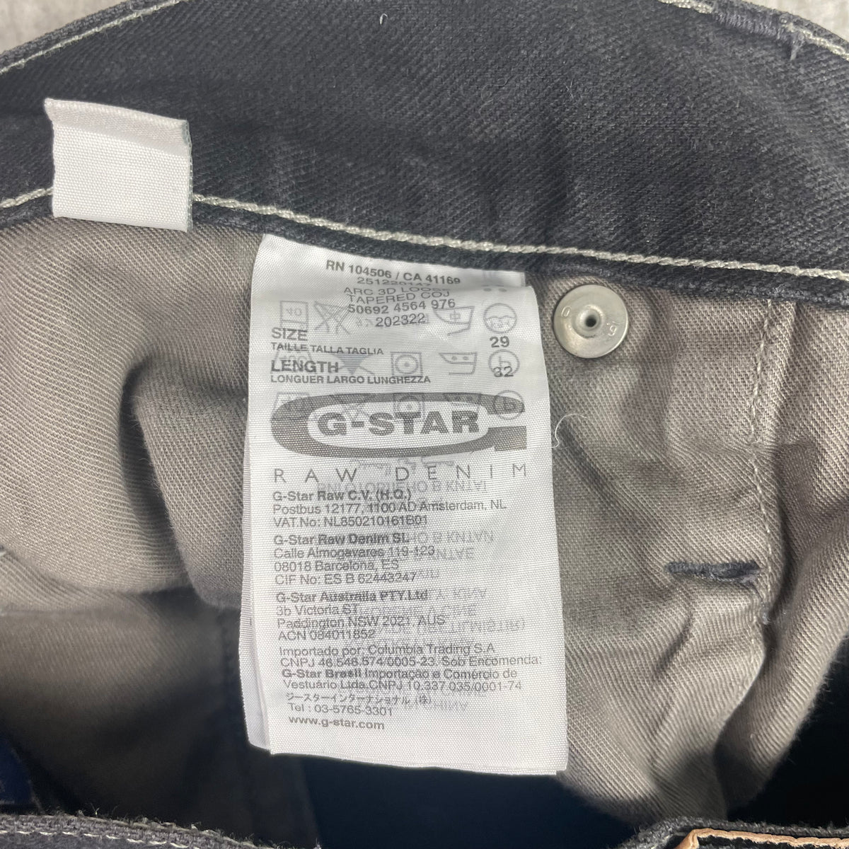 G-Star Raw Arc 3D Loose Tapered Black Denim Jeans 29x32 Streetwear