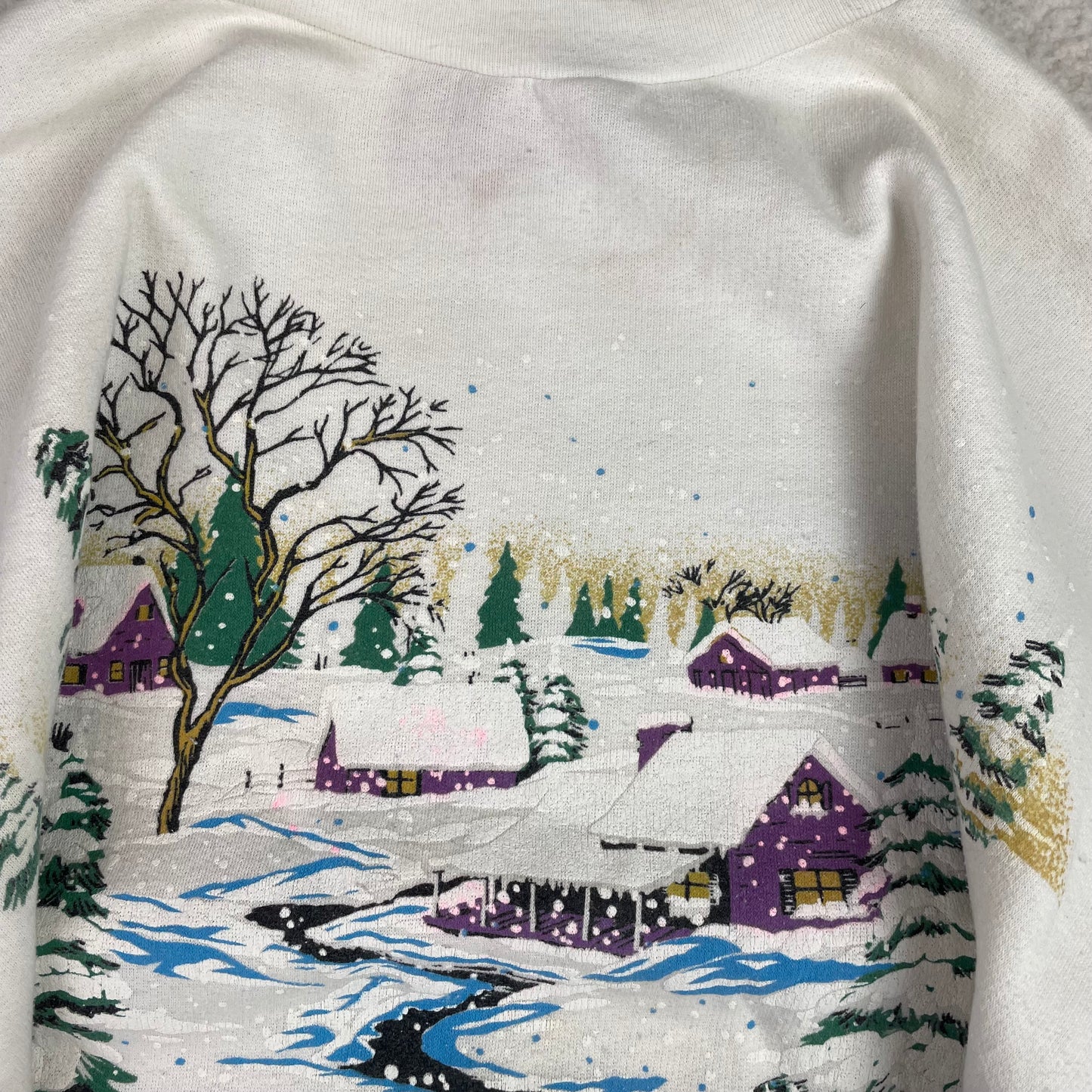 Vintage Winter Cabin AOP Drop Shoulder Sweatshirt