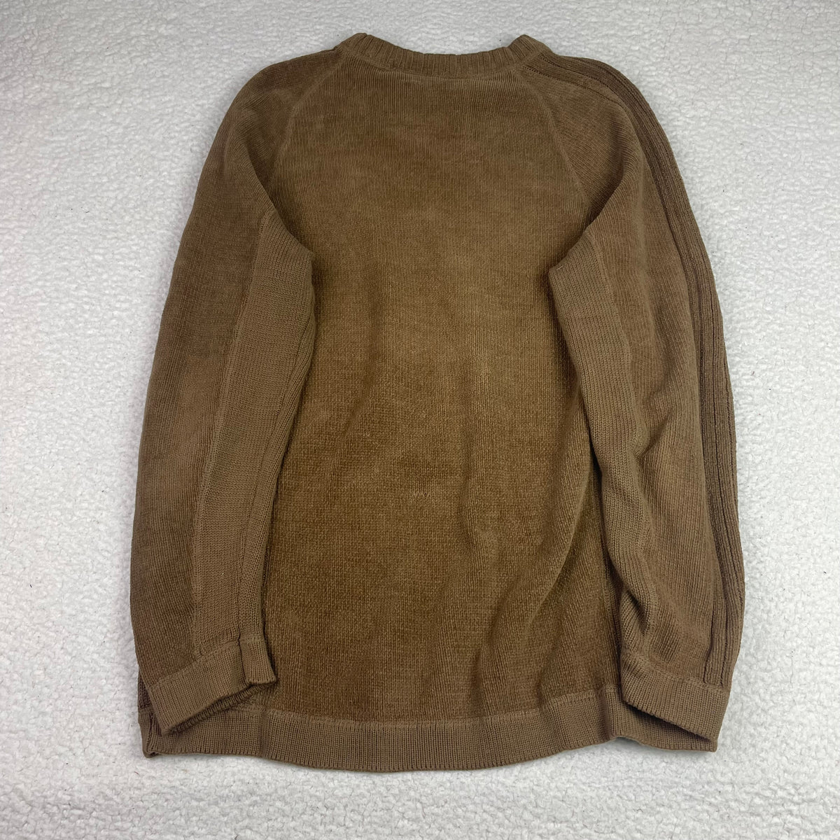 Brody Brown Ribbed Textured Knit Crewneck Sweater M Minimalist