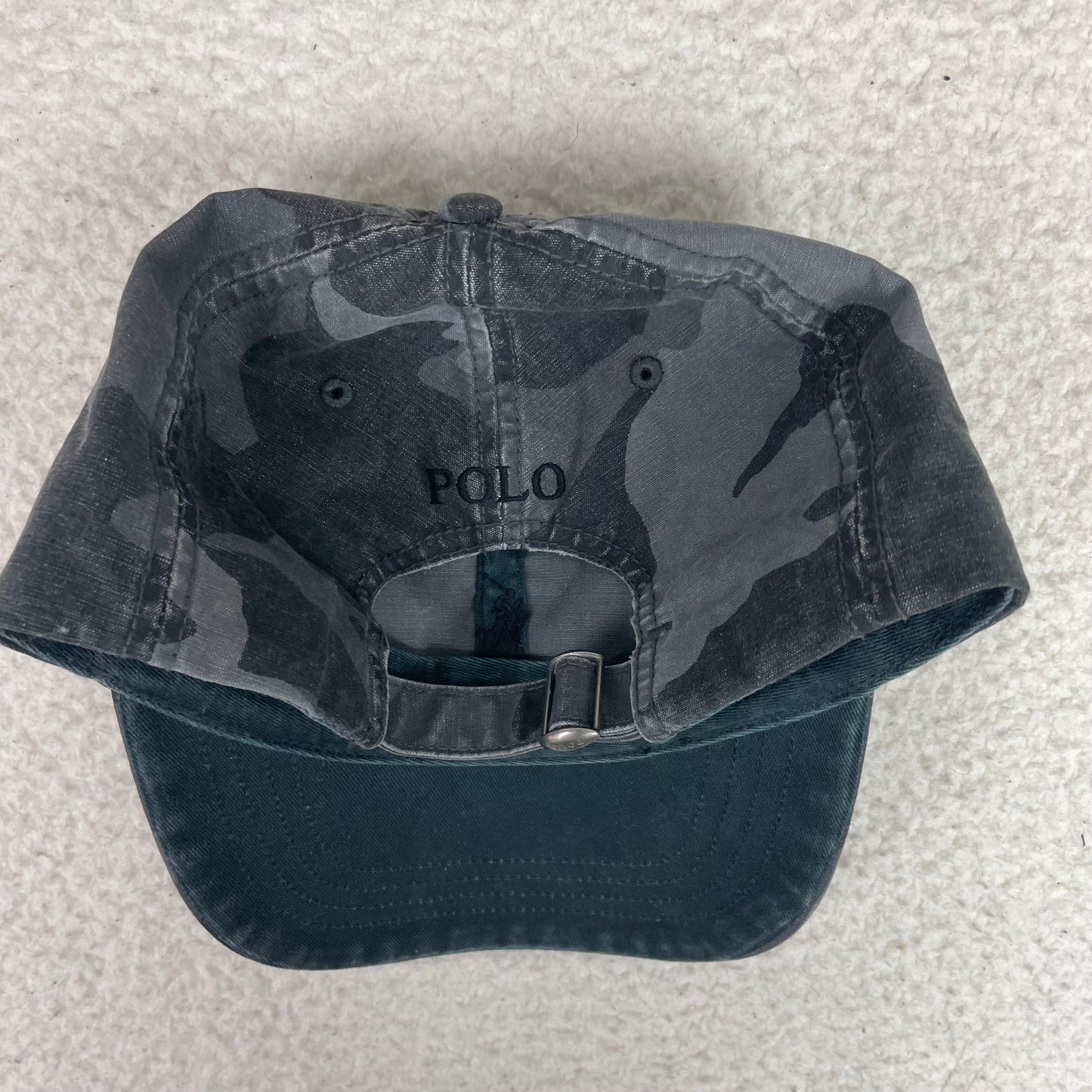 Vintage Ralph Lauren Polo Gray Camo Pony Logo Strapback Hat