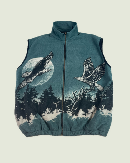 Vintage Outdoors Wildlife Eagle AOP Zip Up Fleece Vest