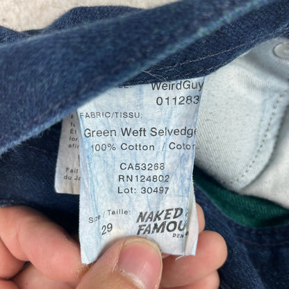 Naked & Famous Green Weft Selvedge Dark Wash Jeans