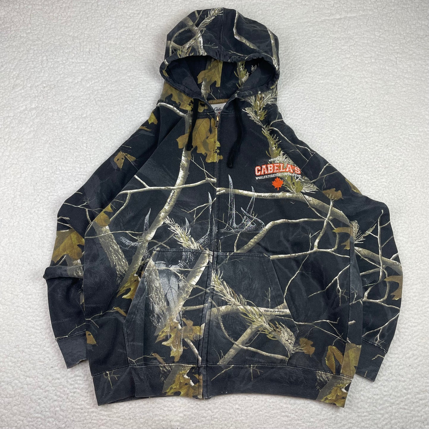 Vintage Cabelas Realtree Edge Dark Zip Up Hoodie