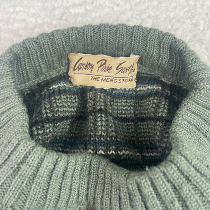 Vintage Windowpane Checked Sage Knit Sweater