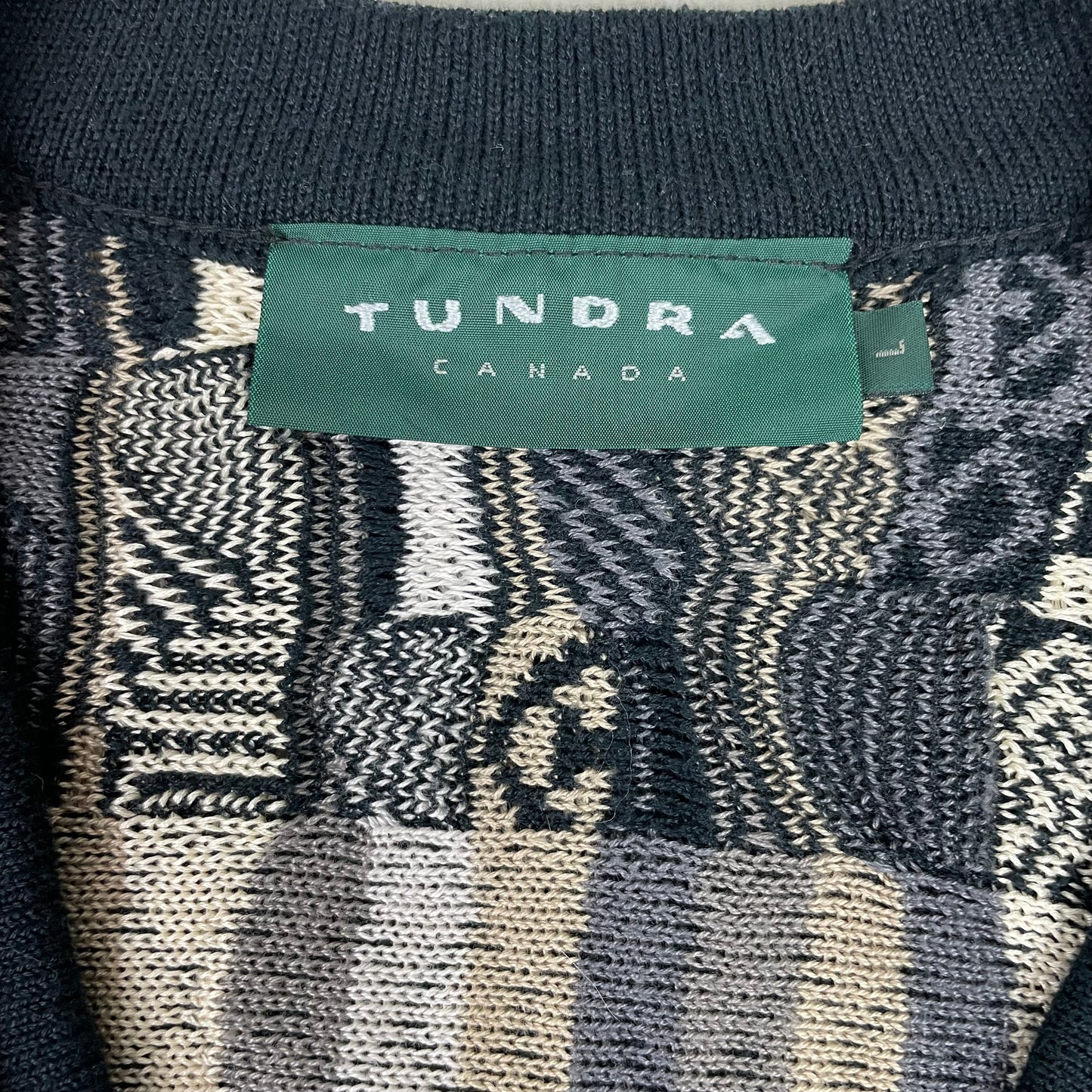 Vintage 3D Knit Coogi Style Tundra Black Gray Sweater