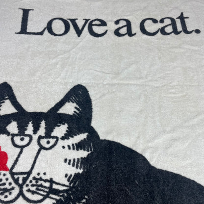 Vintage Burlington White B. Kliban Love A Cat Graphic Terry Towel One Size
