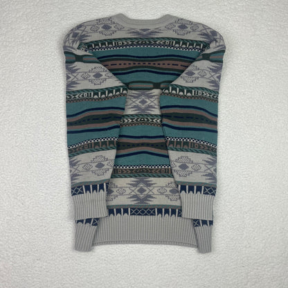 Aztec Horizontal Stripe Coogi Style 3D Green Sweater