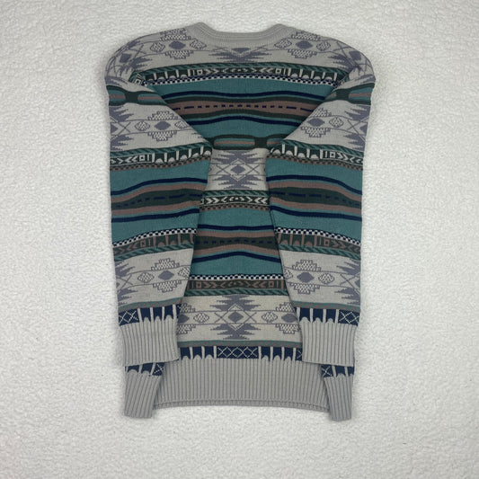 Aztec Horizontal Stripe Coogi Style 3D Green Sweater
