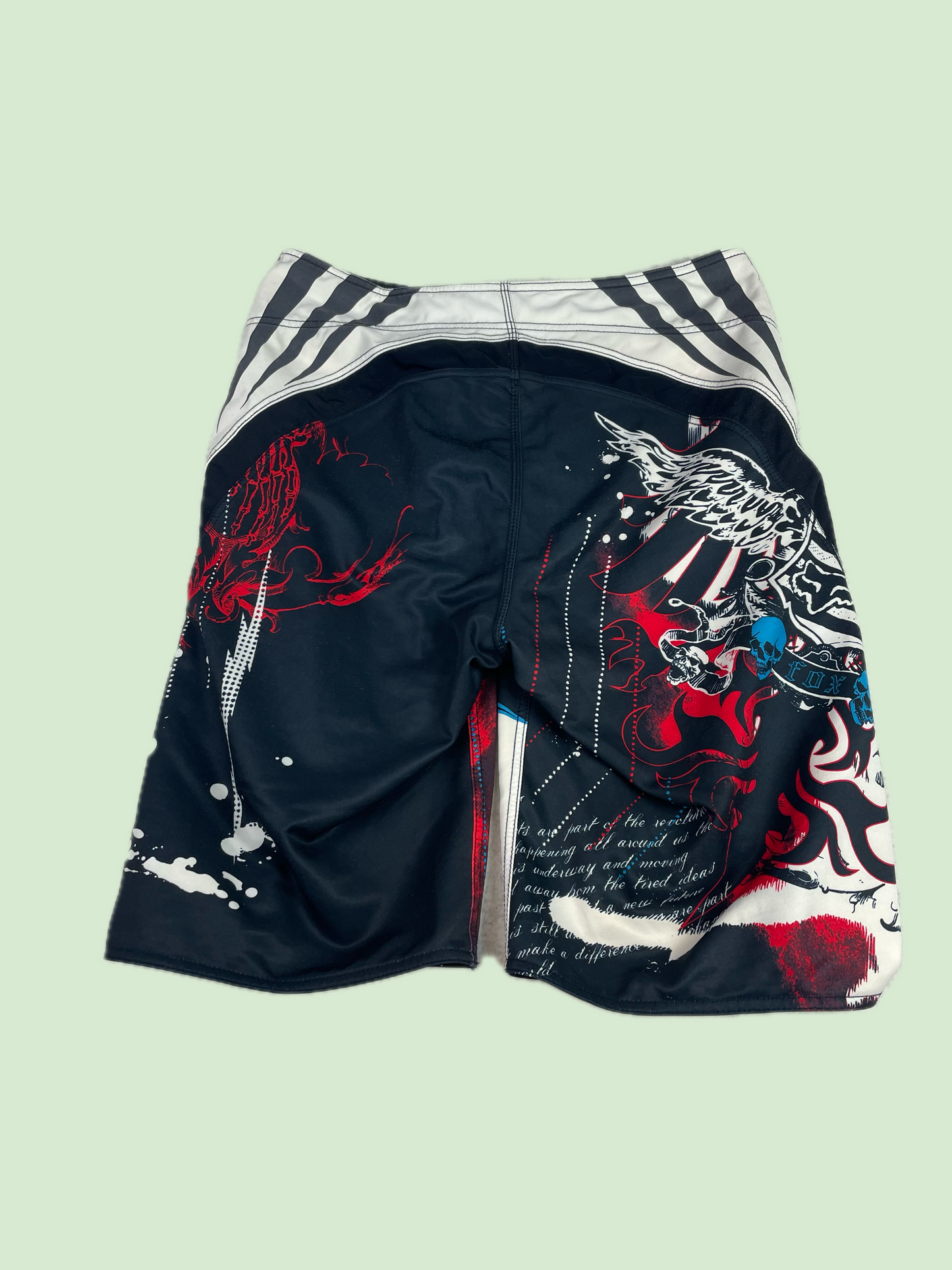 Fox Racing Graphic Board Shorts Skulls Wings Black Red White