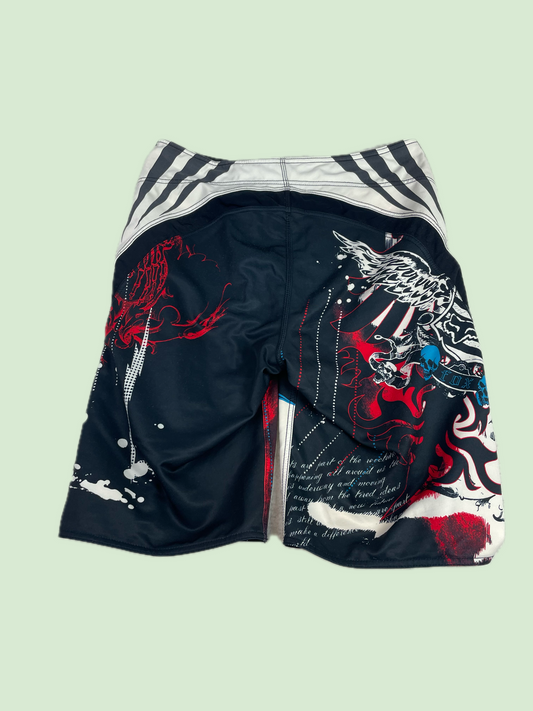 Fox Racing Graphic Board Shorts Skulls Wings Black Red White