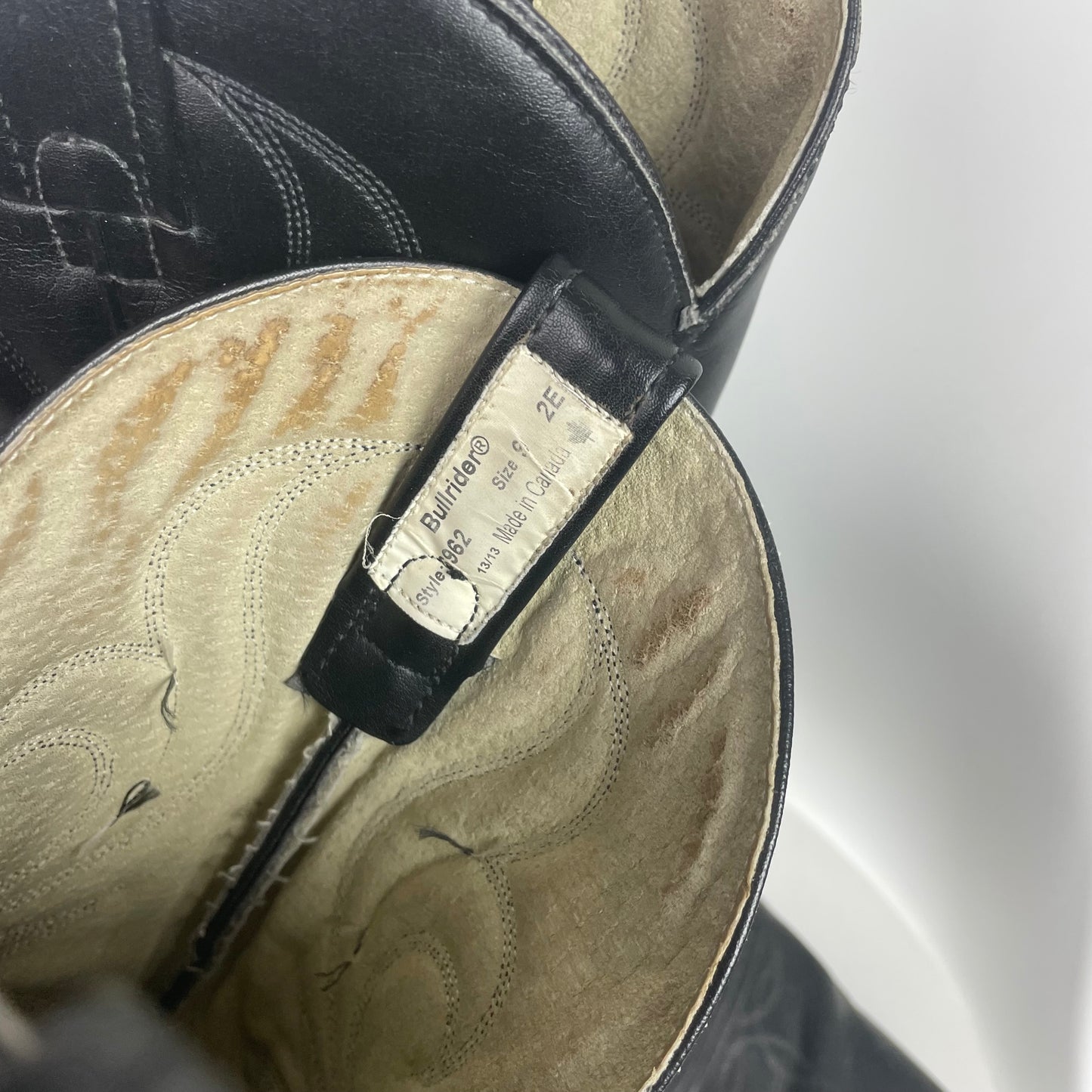 Vintage Bull Rider Black Genuine Leather Cowboy Boots