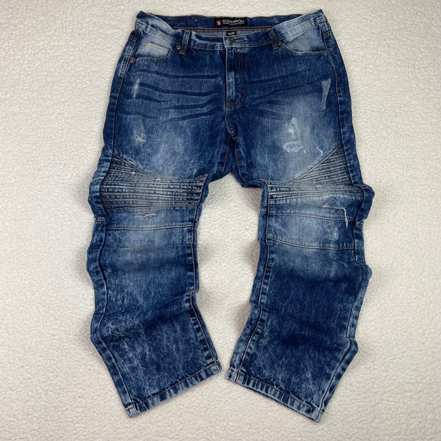 Southpole Acid Wash Moto Medium Wash Jeans