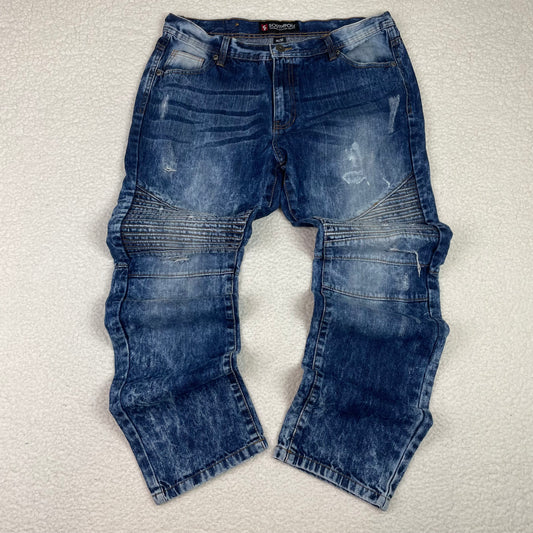 Southpole Acid Wash Moto Medium Wash Jeans