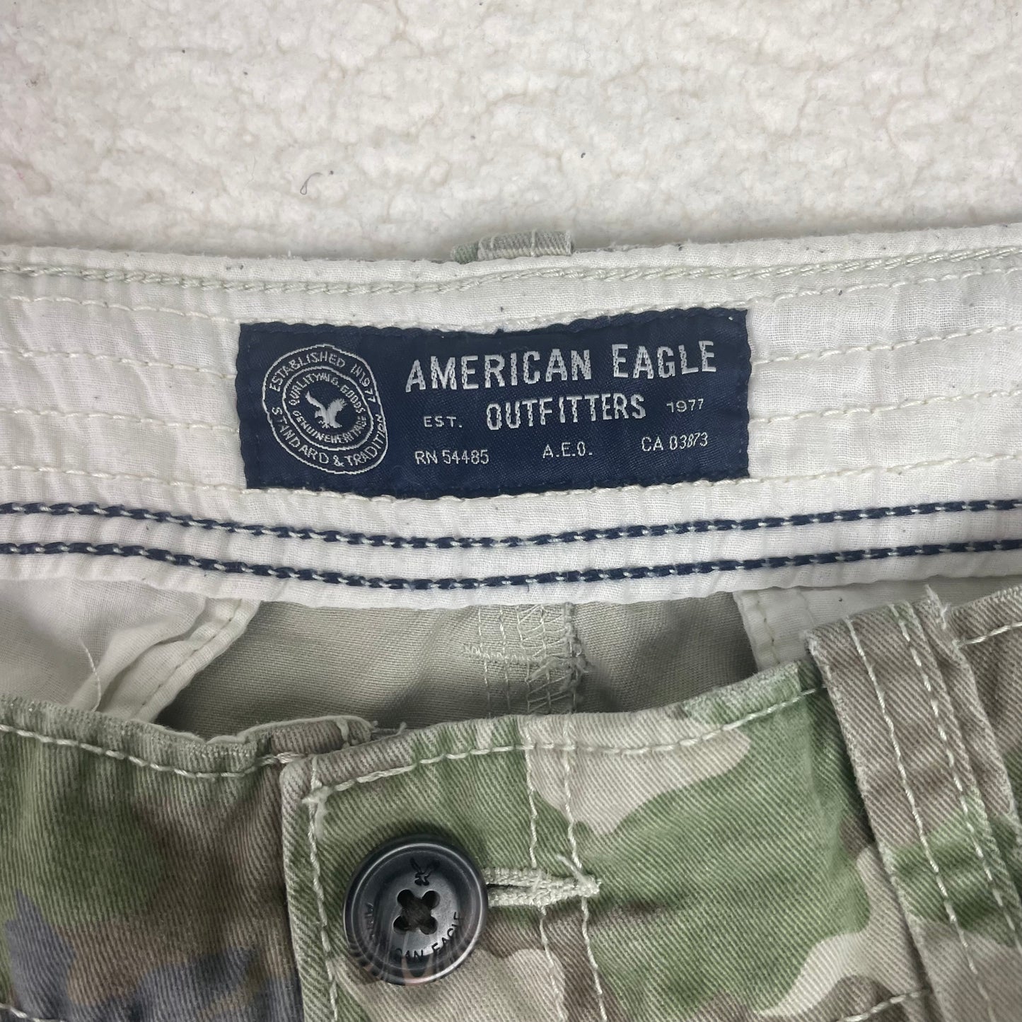 American Eagle Woodland Camo Baggy Cargo Shorts
