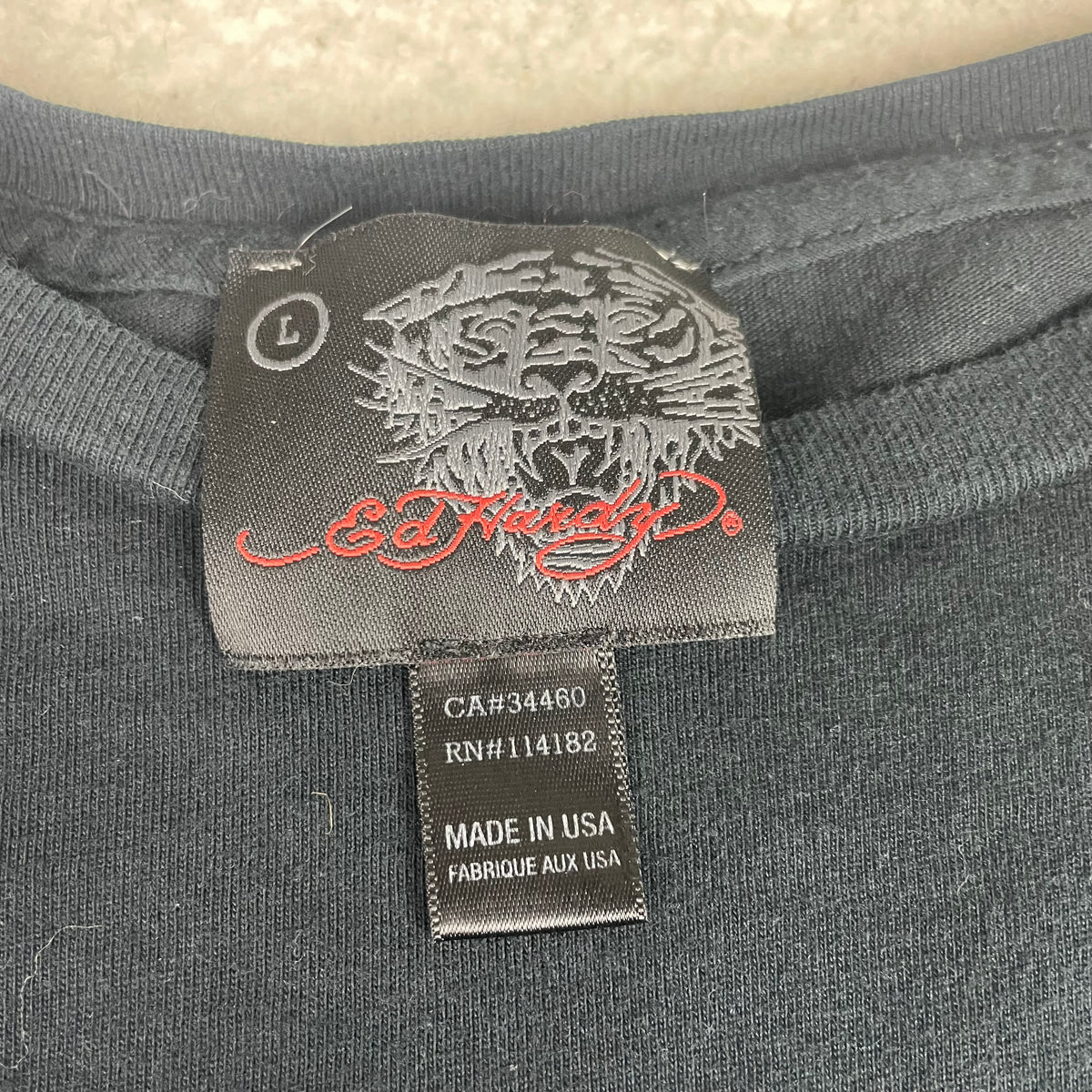 Y2K Ed Hardy Black Sailor's Grave Tattoo Graphic Long Sleeve Shirt L