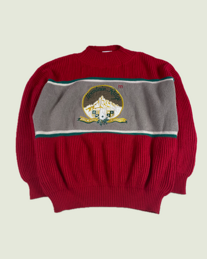 Vintage Austria Maser Mountain Red Drop Shoulder Sweater