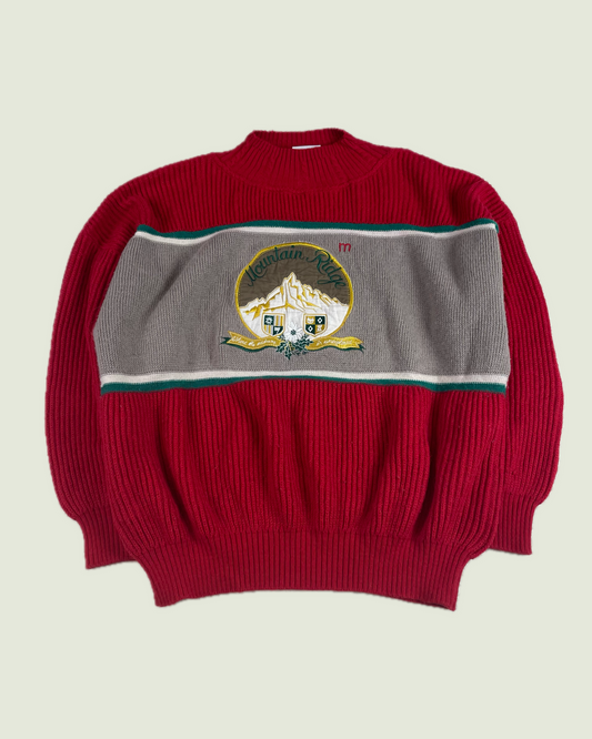 Vintage Austria Maser Mountain Red Drop Shoulder Sweater