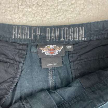 Vintage Harley Davidson Baggy Charcoal Black Cargo Pants