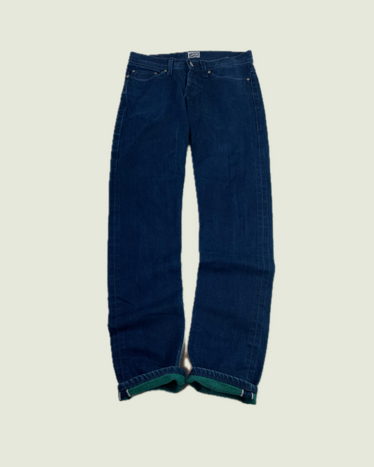 Naked & Famous Green Weft Selvedge Dark Wash Jeans