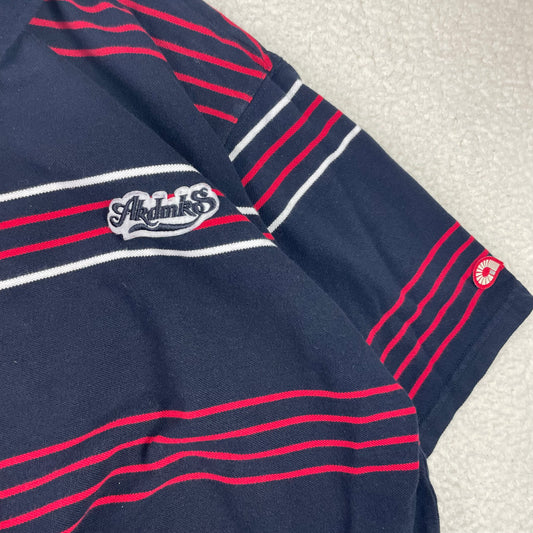 Vintage Akademiks Y2K Hip Hop Striped Red Blue Polo