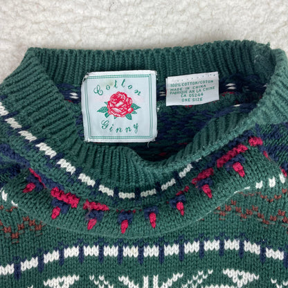 Vintage Fair Isle Nordic Green Blue Red Sweater