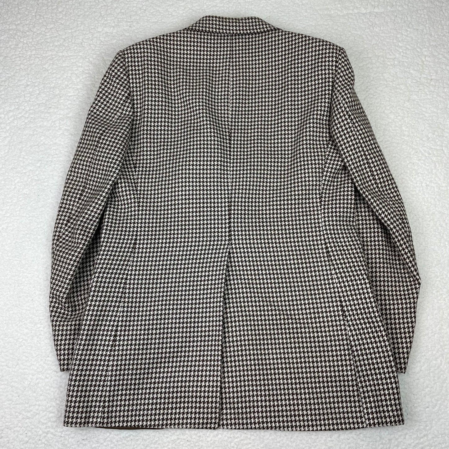 Vintage Wool Blend Brown White Houndstooth Blazer