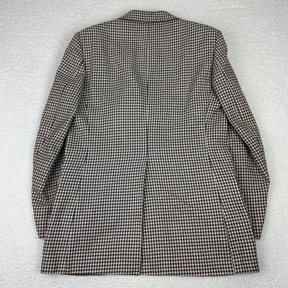 Vintage Wool Blend Brown White Houndstooth Blazer