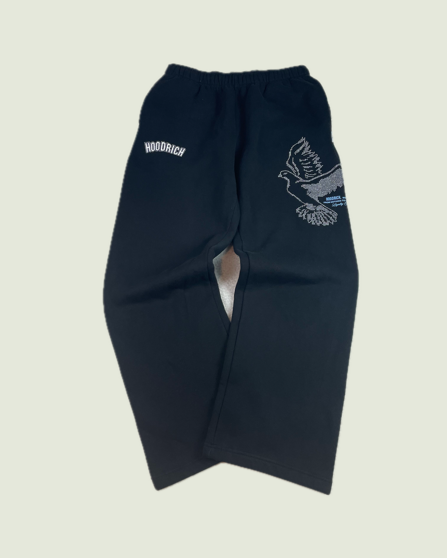 Y2K Hoodrich Jeweled Baggy Flare Black Sweatpants