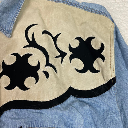 Vintage Yoke Detail Western Suede Denim Button Up Shirt