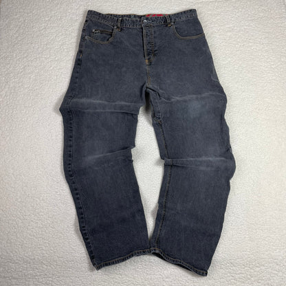 Vintage Split Medium Wash Gray Button Fly Baggy Jeans