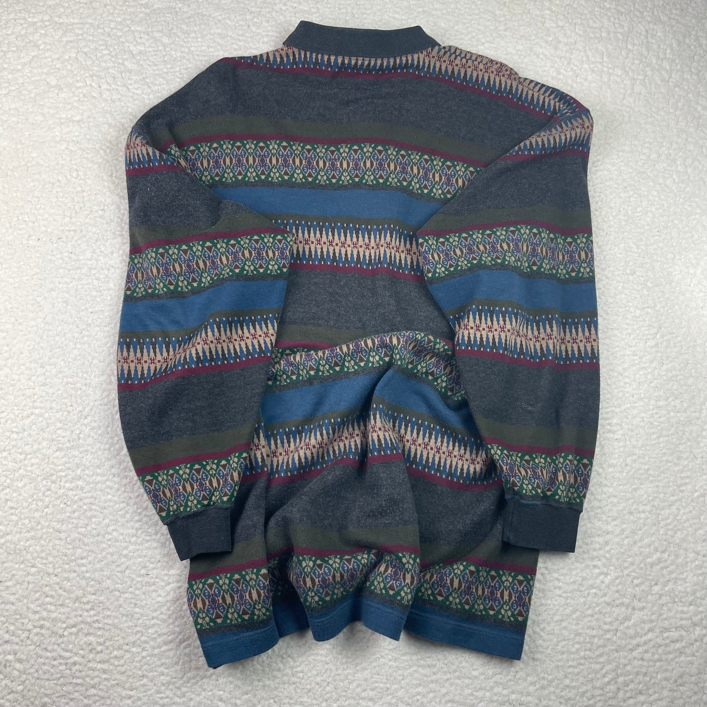 Vintage Riggins Fair Isle Aztec Long Sleeve Polo Sweater