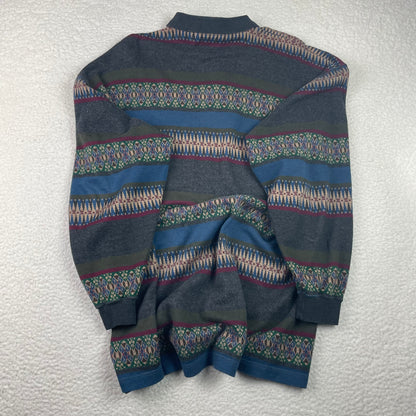Vintage Riggins Fair Isle Aztec Long Sleeve Polo Sweater